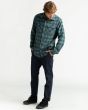 Camisa Billabong All Day Flannel LS verde y azul a cuadros frontal modelo