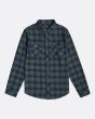 Camisa Billabong All Day Flannel LS verde y azul a cuadros frontal