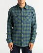 Camisa Billabong All Day Flannel LS verde y azul a cuadros frontal