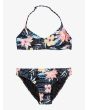 Conjunto de Bikini Bralette Triangular Roxy Flowers Addict Negro floral para chica 8 a 16 años