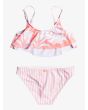 Conjunto Top de bikini y braguita Roxy Flowers Addict coral para niñas de 8 a 16 años posterior