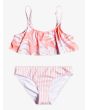 Conjunto Top de bikini y braguita Roxy Flowers Addict coral para niñas de 8 a 16 años