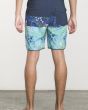 Hombre con Bañador Boardshort RVCA Lei Trunk 18" Azul posterior