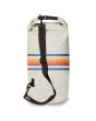 Mochila estanca Vissla 7 Seas 20L Dry Pack gris con rayas multicolores posterior
