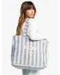 Mujer con Bolsa de playa Roxy Fairy Beach Azul con estampado a rayas 