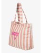 Bolsa de playa Roxy Fairy Beach color Salmón con estampado a rayas para mujer lateral