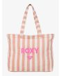 Bolsa de playa Roxy Fairy Beach color Salmón con estampado a rayas para mujer