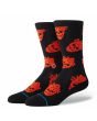 Calcetines Stance Fallin In Skull Crew en color negro con calaveras rojas, diseño exclusivo en colaboración con StrangeLove