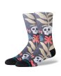 Calcetines Stance Tropiskull Crew en color negro, con diseño floral y calaveras, amortiguación media y caña media-alta
