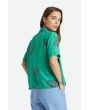 Mujer con camisa de manga corta Brixton Bunker Paradise Woven verde posterior