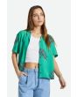 Mujer con camisa de manga corta Brixton Bunker Paradise Woven verde 