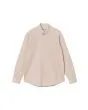 Camisa Carhartt WIP L/S Madison Shirt color beige con logo blanco cera para hombre