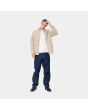 Hombre con Camisa de pana con manga larga Carhartt WIP Madison Cord beige con logo negro abierta