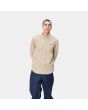 Hombre con Camisa de pana con manga larga Carhartt WIP Madison Cord beige con logo negro cerrada