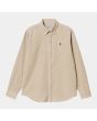 Camisa de pana con manga larga Carhartt WIP Madison Cord beige con logo negro para hombre