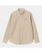 Camisa de pana con manga larga Carhartt WIP Madison Cord beige con logo negro para hombre