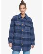 Mujer con camisa estilo abrigo Roxy Like Magic azul marino 