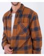 Hombre con Camisa de franela Hurley Portland Sherpa Lined Euro Brown Marrón bolsillo