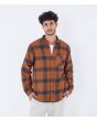 Hombre con Camisa de franela Hurley Portland Sherpa Lined Euro Brown Marrón frontal