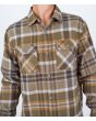 Hombre con Camisa de franela Hurley Santa Cruz Shorline Verde a cuadros bolsillos