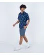 Hombre con camisa hawaiana de manga corta Hurley One and Only Lido Stretch Azul Marino ajuste