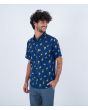 Hombre con camisa hawaiana de manga corta Hurley One and Only Lido Stretch Azul Marino lateral
