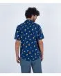 Hombre con camisa hawaiana de manga corta Hurley One and Only Lido Stretch Azul Marino espalda
