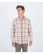 Hombre con camisa de franela Hurley Portland Organic Beige a cuadros