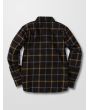 Camisa de manga larga para niño Volcom Caden Plaid negra posterior