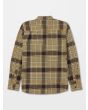 Camisa de manga larga de franela Volcom Caden Plaid caqui para hombre posterior