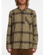 Hombre con camisa de manga larga de franela Volcom Caden Plaid caqui