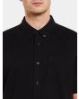 Camisa de manga corta Volcom Everett Oxford negra para hombre botonadura