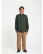 Hombre con Camisa de manga larga Volcom Veeco Oxford verde oscuro ajuste