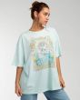 Mujer con camiseta holgada de manga corta Billabong Daydream Away azul turquesa frontal 