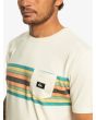 Hombre con Camiseta de manga corta Quiksilver Surfadelica Stripe blanca bolsillo