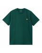 Camiseta holgada de manga corta Carhartt WIP Chase verde con logo dorado para hombre