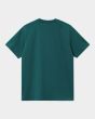 Camiseta orgánica de manga corta Carhartt WIP American Script Malachite para hombre posterior