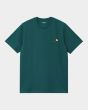Camiseta orgánica de manga corta Carhartt WIP American Script Malachite para hombre