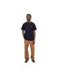 Hombre con camiseta de manga corta Carhartt WIP Chase Azul Marino con logo dorado ajuste holgado