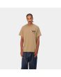 Hombre con camiseta orgánica de manga corta Carhartt WIP Home marrón y negra frontal