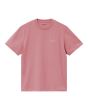 Camiseta orgánica de manga corta Carhartt WIP Script Embroidery rosa palo con logo blanco lunar para mujer