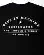 Camiseta de manga corta Deus Los Angeles Surf Address Negra para hombre serigrafía espalda