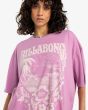 Mujer con Camiseta Oversize de manga corta Billabong Sweet Ride Bright Orchid estampado