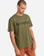 Hombre con camiseta de manga corta Element Blazin verde con logo negro lateral