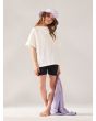 Niña con camiseta de manga corta extragrande Roxy Gone To California blanca ajuste relajado