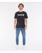 Hombre con camiseta de manga corta Hurley Everyday Washed One and Only Solid Negra frontal