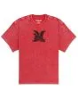 Camiseta Hurley x Travis Barker Face Death en rojo jaspeado con logo desgarrado y calavera serigrafiada en el pecho