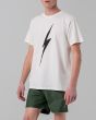 Hombre con camiseta de manga corta Lightning Bolt ​​Forever blanca lateral