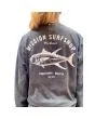 Mujer con Camiseta de manga larga Mission Logo Atún Pontevedra color gris oscuro lavado Unisex gráfico espalda