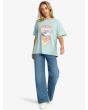 Mujer con camiseta oversize de manga corta Roxy Girl Need Love A Azul frontal